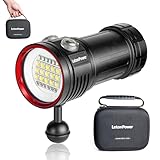 LetonPower L15 10000 Lumens Underwater Video Light - 100m (330ft) Waterproof Dive Video Light with USB-C...