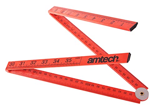 Amtech - Folding Plastic Rule High-Impact Dual Scale Design Folds for Pocket Storage For Carpentry and Site Work 1 m / 39 in