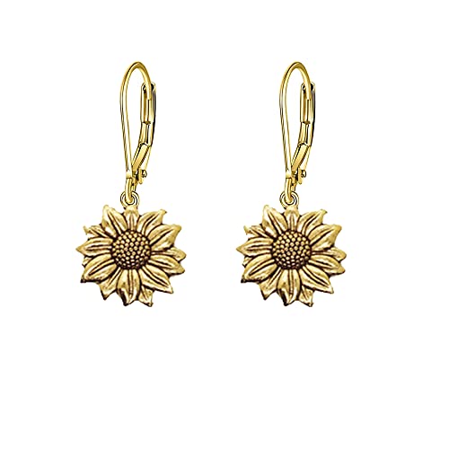 Boho Earrings Vintage Sunflower Dangle Earrings for Women Ethnic Sunflower Drop Earrings