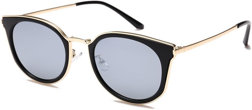 DUBI 2018 New Round Retro Women's Sunglasses (black, silvery)