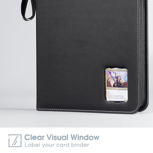 ProCase 900 Pockets Card Binder with Clear Window for Trading Cards, 9 Double Sided Pockets Cards Colletction Album Holder with Removable Sleeves for MTG, TCG, Sports Cards, Football Cards -Black