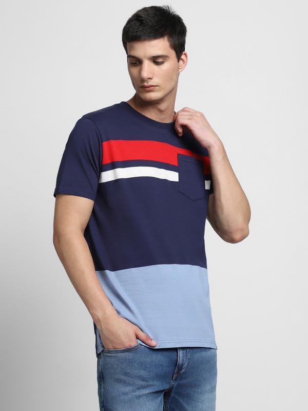 Image of Dennis Lingo Men's Cotton Round Neck Tshirt, Slim Fit Half Sleeves