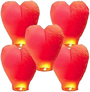 LABOTA 5 Pack Chinese Sky Lanterns - Eco Friendly, 100% Biodegradable Wire-Free Fire Resistant Paper Lantern to Release in Sky,Weddings & Parties & Festivals (Set of 5,Red)