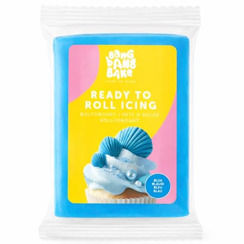 BangBangBake - Fondant Blau 250g - Rollfondant - Elastisch und Reißfest - Tortendeko Blau - Einfache Anwendung - Vegan - Glutenfrei - 1er Pack