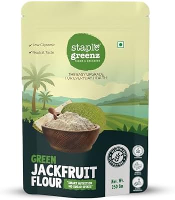 StapleGreenz Green Jackfruit Flour 250g|High Fiber|Low Glycemic|Add to Atta