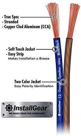 Miniatura 2 de InstallGear Cable de altavoz de calibre 12 (30 pies - azulnegro) - Cable de altavoz de cine en casa y automóvil para estéreos, sonido envolvente,