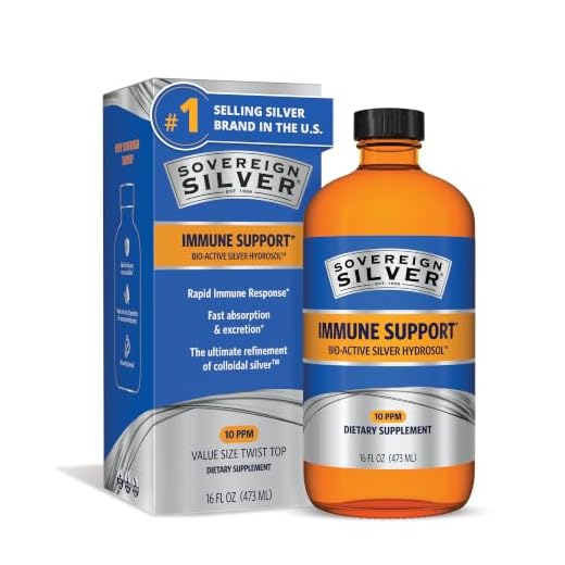 Sovereign Silver Bio-Active Silver Hydrosol for Immune Support - Colloidal Silver - 10 ppm, 16oz (473mL) - Economy Size
