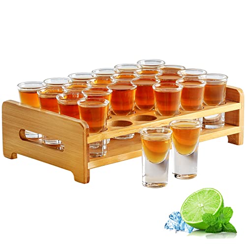 Shot Glass Set 0.5oz/15ml 24pcs Clear Shot Glass Holder Set Mini Shot Glass Perfect for Party, Bar, Club, Cocktail -SG03-24 (24pcs)