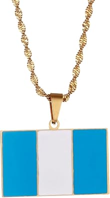 Stainless Steel Guatemala Map Flag Pendant Necklace Jewelry Map of Guatemala