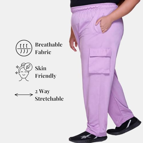 Image of White Moon Plus Size Women's 4 Pocket Cargo Joggers for Gym - Comfortable Track Pants for Women, Cotton Jogger, Ideal Track Pants for Women, Cargo Joggers for Everyday Wear (Pack of 2)