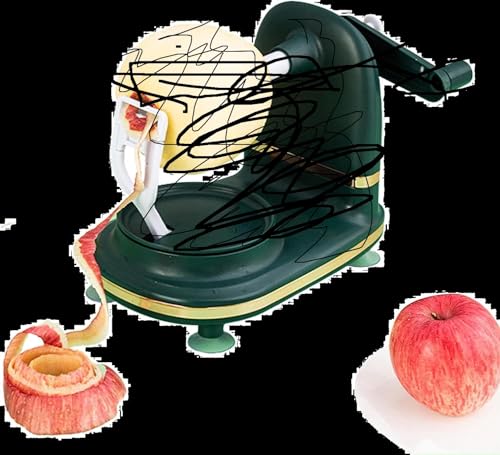 Pelador manual de manzanas – Pelador de frutas y verduras multifunción | Pelador de pera rápido con succión con manivela automática de mano | Descorazonador de peras (verde oscuro)