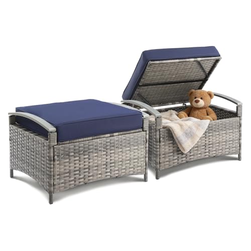 VINGLI 2-Piece Classic Gray Ottoman Set