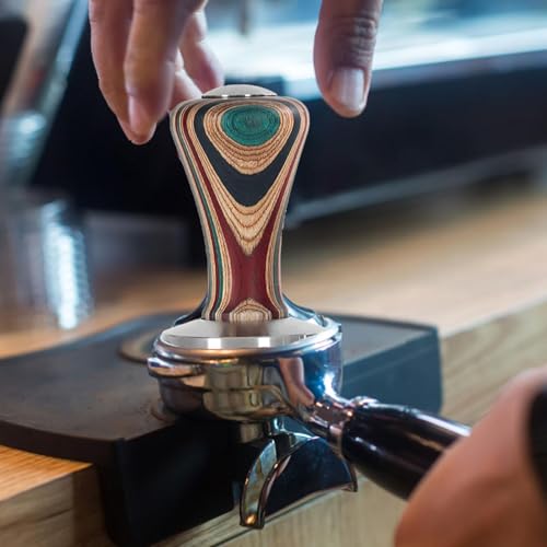 Tamper à pression calibrée avec base plate en acier inoxydable et bois - 4