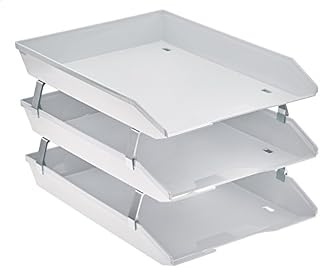Acrimet Facility 3 Tier Letter Tray A4 Front Load Plastic Desktop File Organizer (White Color)
