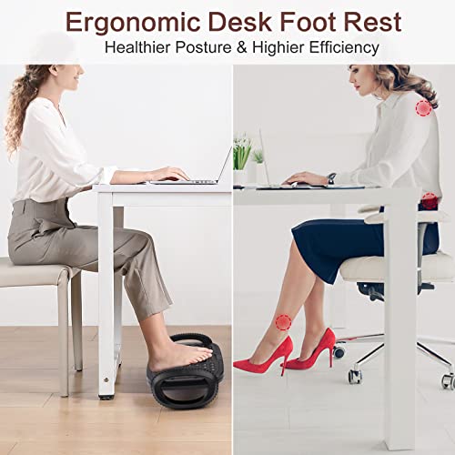 Under Desk Footrest - Auslar Office Foot Rest With Massage Texture And Roller, Ergonomic Foot Rest With 2 Height Position, Rocking Design For Home, Office #TOP3