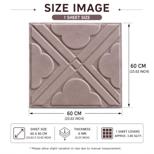 Image of Velvet 3D Peel and Stick Wall Panels | Self-Adhesive PE Foam Wallpaper Sheets for Room, Bedroom & Home Decor - Waterproof & Easy DIY (60x60cm, 6mm Thick) - 1 Pack (Approx. 4.3 sqft)