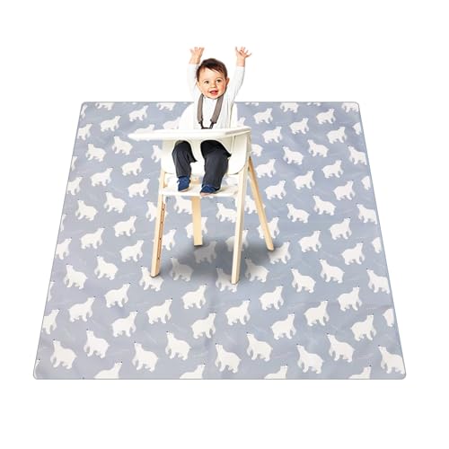Image of Non-Slip Baby Splat Mat for Under High Chair(Bear, 43 inchx 43 inch) | Waterproof & Mess-Proof High Chair Mat for Baby Mealtime or Art, Machine Washable,Playtime Mat for Kids,Floors or Tables