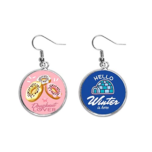 Pendientes colgantes de dona dulce con diseño de hielo para conjuntos invernales