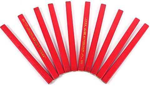 Carpenter Pencils,10PCS/Pack 175mm Octagonal Hard Black Lead Red Carpenter Pencil For Builder Woodwork