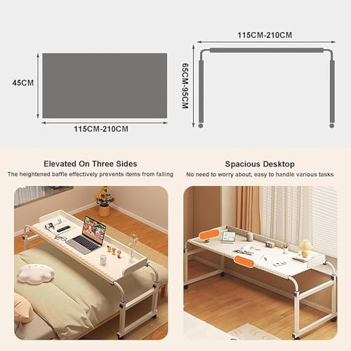 Poste de travail pour ordinateur portable enjambant le lit avec roulettes