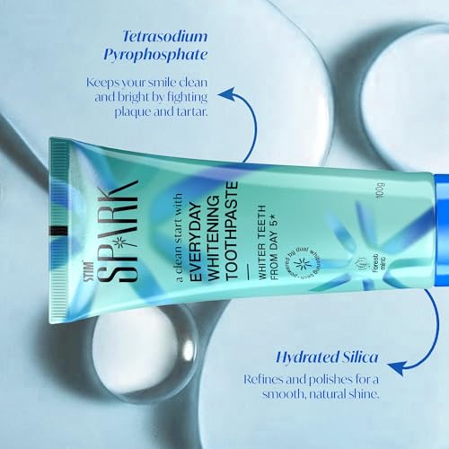 Image of STIM Spark Everyday Whitening Toothpaste | Whiter teeth from day 5 | Oral Beauty | Enamel safe whitening | Removes tough stains | Dual whitening tech