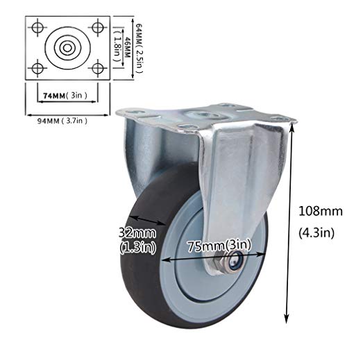 Ruote girevoli resistenti con freni, supportano fino a 119,7 kg per ruota, ideali per grandi mobili e attrezzature mobili