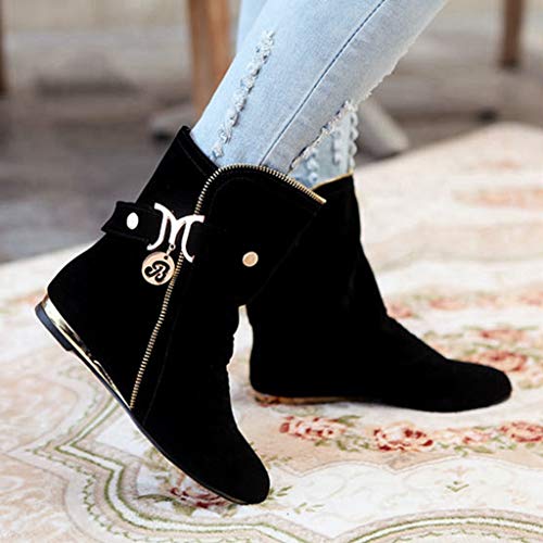 Women's Winter Metallic Slouch Ankle Boots Suede Flat Quilted Zipper Booties Comfy Dressy Short Boot4