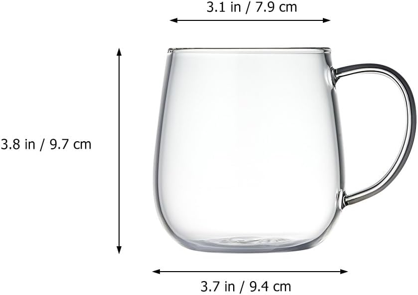 Hemoton Glass Drinking Cup 10Oz Clear Glass Mug with Comfortable Handle Multipurpose Juice Milk Water Beverage Tumbler for Home Kitchen - Image 2