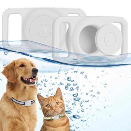 Ainiv Airtag Collar para Perro, Airtag Perro Funda de Silicona Airtags para Apple AirTag, Funda Protectora, Antipérdida Airtag GPS Finder para Mascota, Perro, Gato Collar (Blanco)