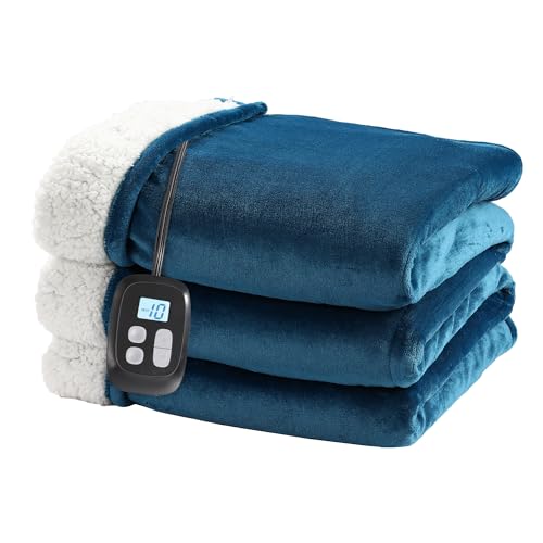 Eydna - Eydna Electric Heated Blanket Full Size 72'' x 84''- Soft Plush Flannel Heating Blanket with 10 Heat Settings & 1-12 Hour Auto Off, Machine Washable, Teal - -10%