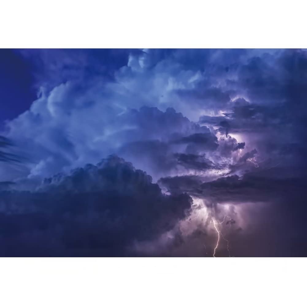BELECO 7x5ft Fabric Lightning Storm Backdrop Thunderstorm