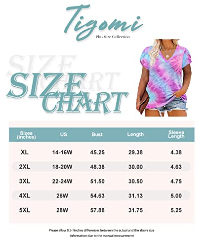 TIYOMI Plus Size Tops for Women Round Neck V Neck Summer Short Sleeve T Shirts Casual Tunic Blouses - Image 5