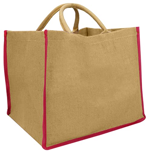 Image of Double R Bags Reusable Grocery Shopping Jute Gift Bag With Cotton Handle for Wedding, Return Gifts & Birthday Party - (Brown) Pack of 1