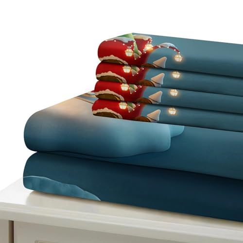 Parure de lit 220x240 cœurs de Noël housse couette microfibre enfant ado King - 7
