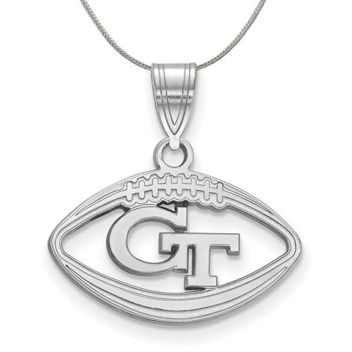 The Black Bow Sterling Silver Georgia Technology Football Necklace - 24 Inch
