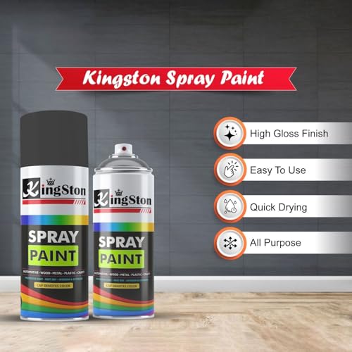 Image of Kingston Acrylic Spray Paint for Metal, Wood, Wall & Plastic, Multi-Surface DIY Paint, Quick Dry, Smooth Matte Finish, 400ml Can, Matte Black, 1 Pc