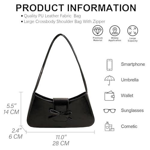 Image of KAMEILONG Trendy Red Shoulder Bag for Women Patent Leather Hobo Handbags Y2K Purses Clutch Bag Cute Bow Purse