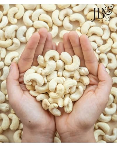 Image of JB&CO Premium Cashews, Imported from Africa, Whole and Crunchy Kaju, Rich in Calcium and Minerals, Healthy Snacking, Ziplock Pouch 500g, (250g X 2)