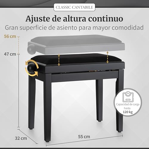 Miniatura 2 de Banco Para Piano Classic Cantabile En Negro Mate