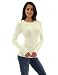 PattyBoutik Women’s Crewneck Raglan Cable Knit Sweater (Ivory M)