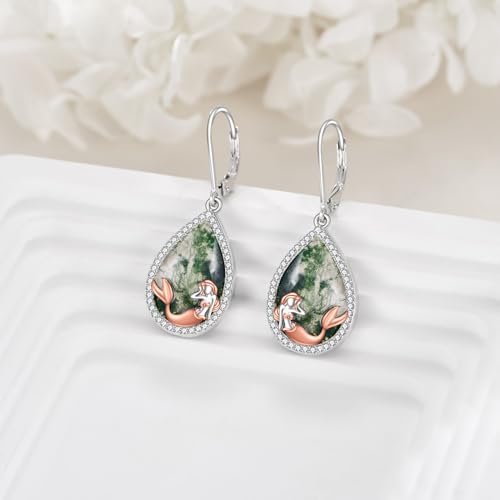 Boucles sirène argent 925 POPLYKE en agate mousse véritable