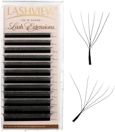 LASHVIEW W Lashes Extensions, 6D Premade Fans 0.07 C Curl 8-15mm Clover Lash Extensions W Shape Eyelash Extension Volume Premade W Lashes (6D 0.07 C 8-15mm)