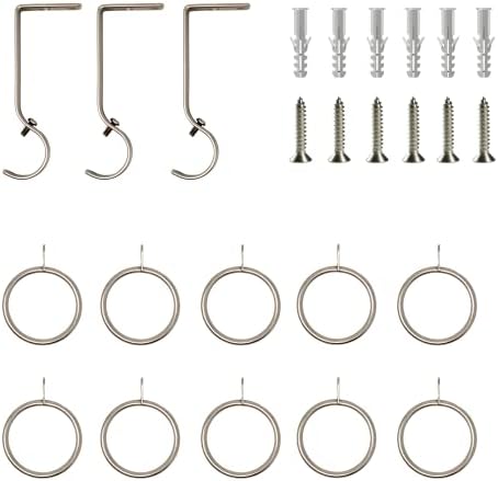 Home Treats Extendable Curtain Pole | Bling Line Metal Curtain Pole Set 28mm | Includes Rings, Finials, Brackets & Fittings (Satin nickel, 210-300cm)