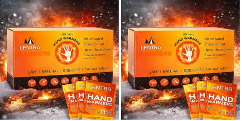 Image of Hot Hand Warmers - 80 Count - 11 Hours Long Lasting Air Activated Heat Packs for Hands, Toes and Body, Natural Safe and Odorless Single Use Up to 11 Hours of Heat - TSA Approved