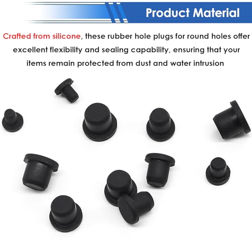 Image of smseace 50Pcs Rubber Plugs for Round Holes 5-Sizes Used for 4-9.5mm /0.15-0.37Inch ID Hole Silicone Rubber Hole Plugs in Biscuits & Plugs for Bottles Flower Pot Metal Tube