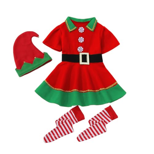 Générique Costume Lutin Femme Deguisement Noel Costume Lutin Enfant Party Fashion Enfant Elfe, Petit Assistant du PèRe Noel, Farfadet, Déguisement De NoëL...