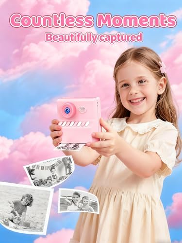 Kinder Kamera mit Fotos Drucken: HODDRCCN 1080P Kinder Sofortbildkamera Pink - 32G - Geschenke für 3 4 5 6 8 7 9 10 11 12 13 14 Jahre Jungen und Mädchen - Geburtstagsgeschenk Weihnachten Spielzeug