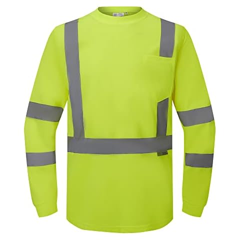 3C Products ST3000, ANSI/ISEA Class 3, Men’s High Vis Long Sleeve Safety T-Shirt, UV Protection, Reflective, Neon Green,L Cover