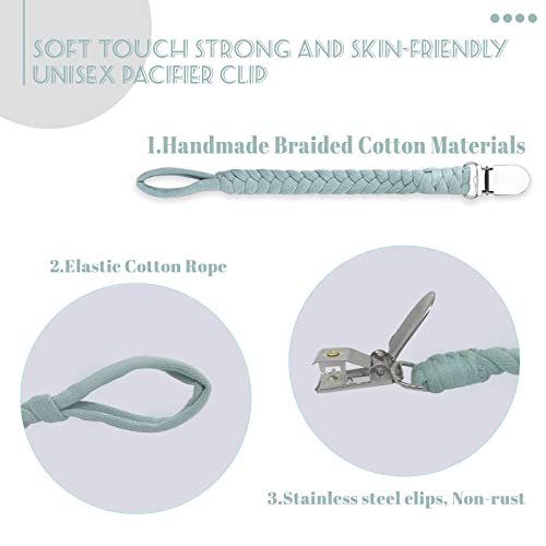 Duludulu Braided Pacifier Clip For Boys & Baby Girl, Binky Clips Pacifier Holder 100% Handmade Teething Straps Unisex Design Smoother Mam Pacifier Clip Fits All Pacifiers For Shower Birthday Gifts #TOP2