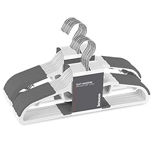 bomoe Kledinghanger set Edvin Wit/Grijs – 20 Universele Kleerhangers – Ruimtebesparende Metalen Hangers voor Pakken…